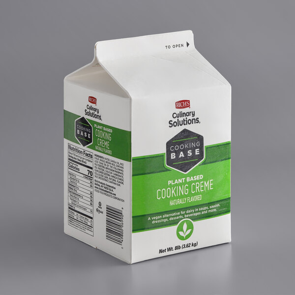 A white carton of Rich's Culinary Solutions Plant-Based Heavy Cooking Creme.