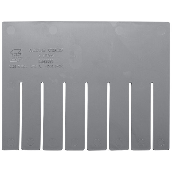 A Quantum gray rectangular plastic divider with 5 holes.