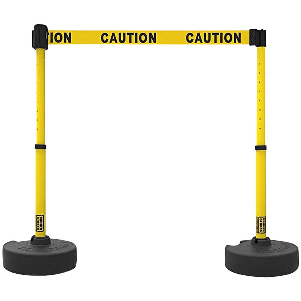 Banner Stakes yellow "Caution" tape on a yellow and black pole.