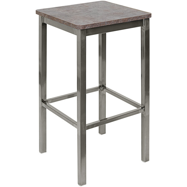 A BFM Seating metal backless bar stool with a square seat.