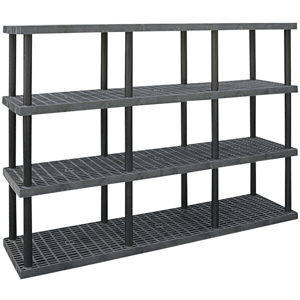 Plastic storage shelves and cabinets