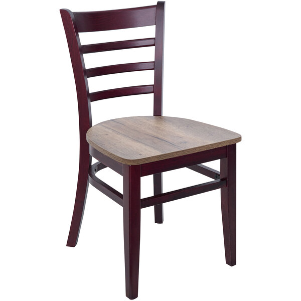 A BFM Seating Berkeley beechwood chair with a dark wood seat.