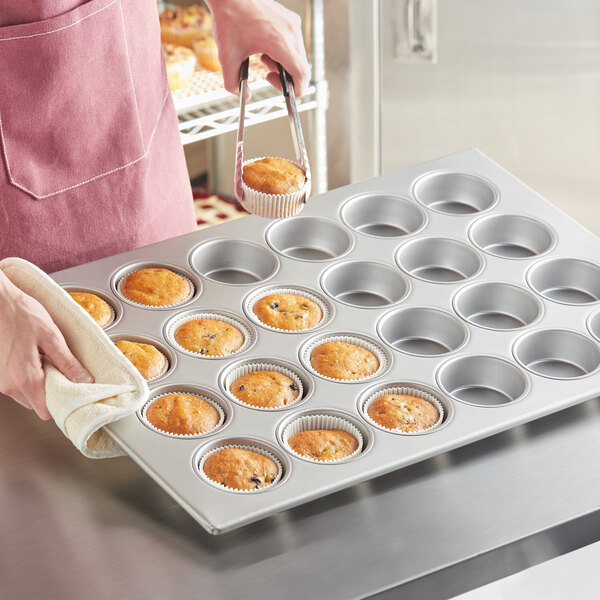 Baker's Mark 24 Cup 1.75 oz. 13 x 18 Glazed Aluminized Steel Mini Muffin / Cupcake Pan - 13 x 18