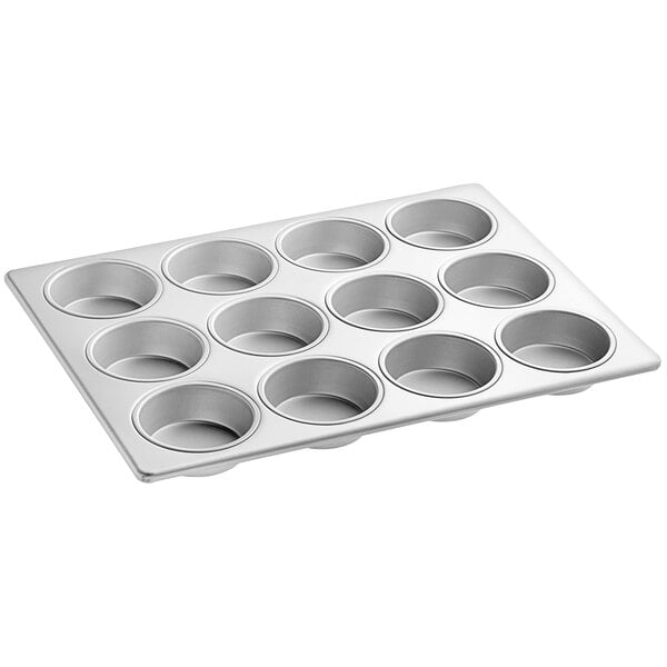 Baker's Mark 12 Cup 6.2 oz. Glazed Aluminized Steel Jumbo Muffin / Cupcake  Pan - 18 x 13