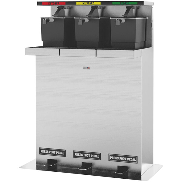 Lakeside 159869 Safe Serv Stainless Steel HandsFree 3Pump Condiment