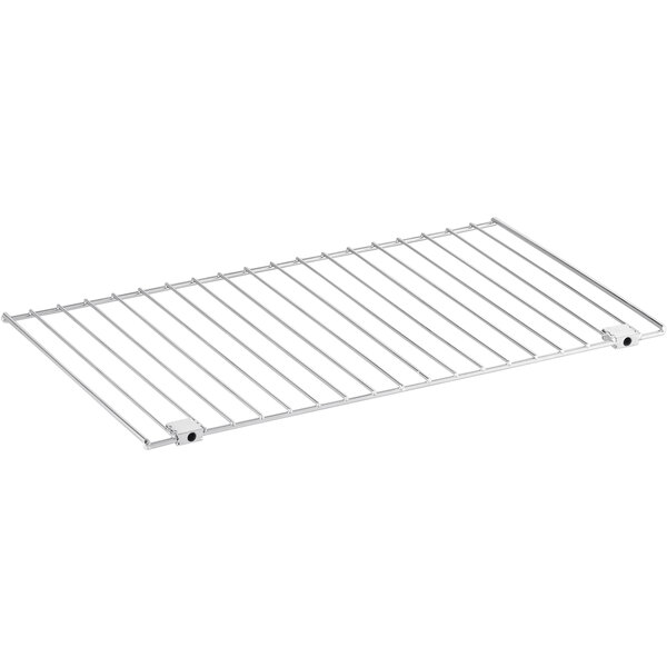 An Avantco metal wire rack with holes.