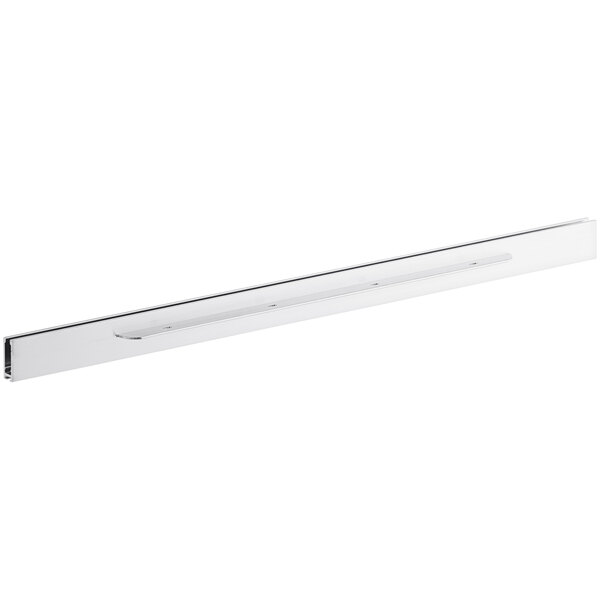 A long silver ServIt sliding door handle for HDM heated display cases.