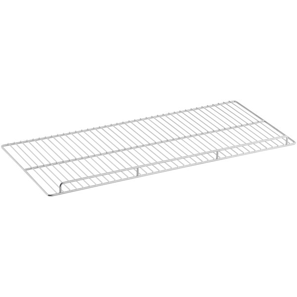 A white metal rack for a ServIt heated display case.