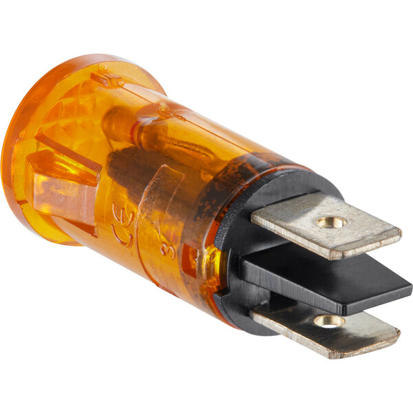 An orange indicator light with a black plug.