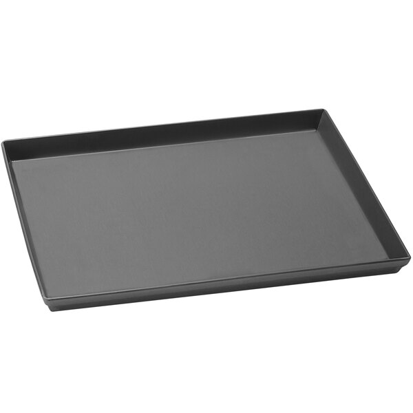 An American Metalcraft rectangular black hard coat aluminum pizza tray.
