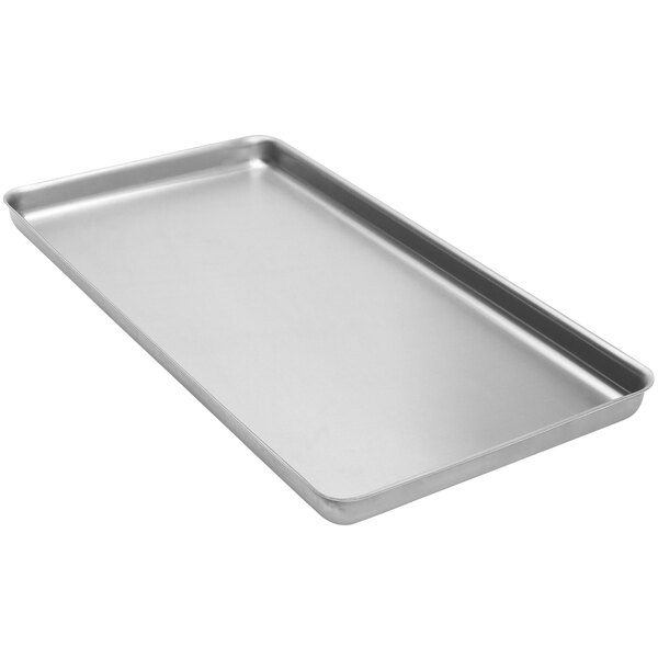 An American Metalcraft rectangular deep dish pizza pan with a metal handle.