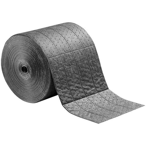 A black New Pig heavy weight absorbent mat roll with holes in it.
