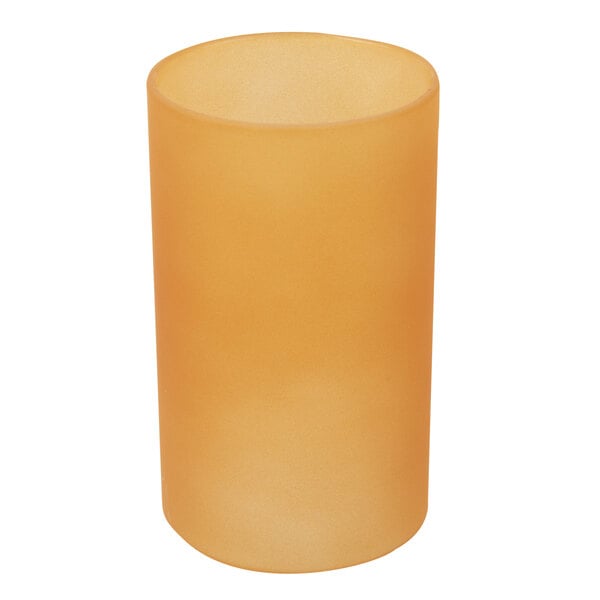 An orange frost glass cylinder for a Sterno table lamp.