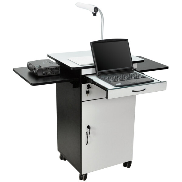 Luxor WPSDD3 Mobile Multimedia Workstation Stand with Locking Cabinet