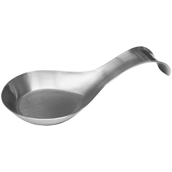 A silver Tablecraft spoon with a curved handle on a white background.