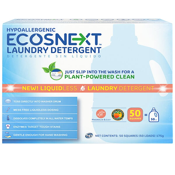 A white box of ECOS Next Magnolia and Lilies Liquidless Laundry Detergent Sheets.