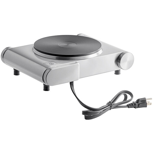 Avantco 177EBS100 Single Burner Solid Top Portable Electric Hot Plate 1,500W, 120V