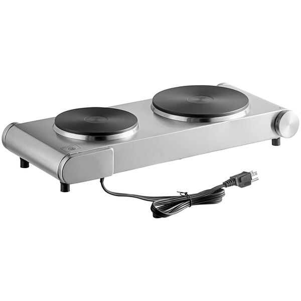Avantco 177EBS102 Double Burner Solid Top Portable Electric Hot Plate