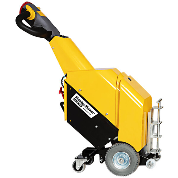 A yellow MasterMover SmartMover SM100 TOW electric tugger with black handle and wheels.