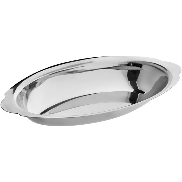 Choice 12 oz. Stainless Steel Oval Au Gratin Dish