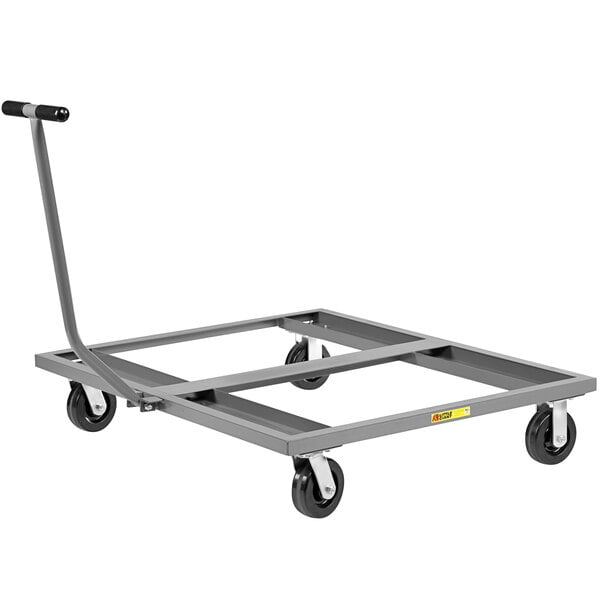 A Little Giant metal pallet dolly with wheels and a T-handle.