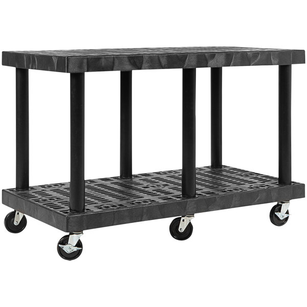 An SPC Industrial black plastic utility cart with wheels.