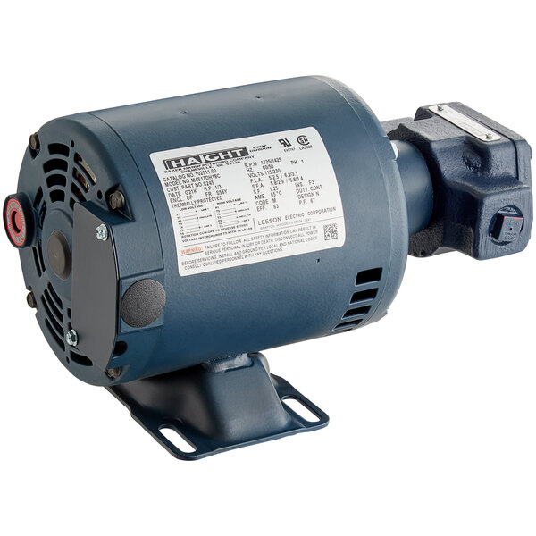 A Robertshaw Industries blue electric motor with a white label.
