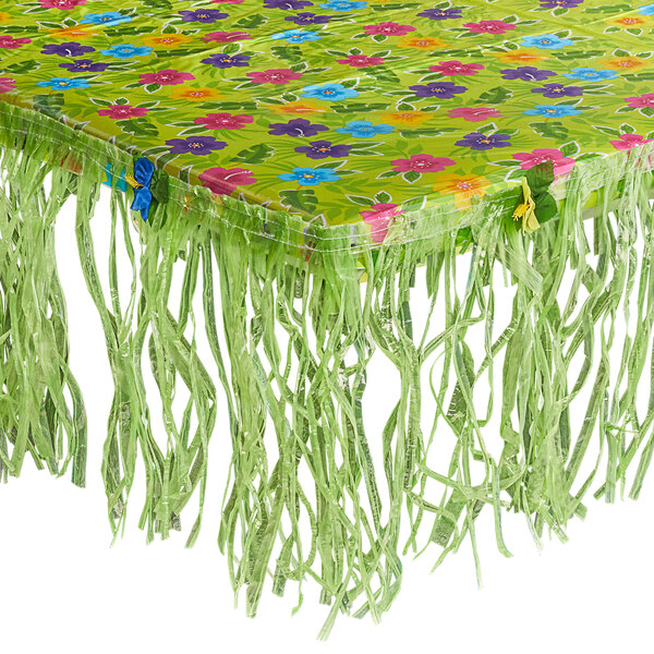 Amscan 54" x 108" Summer Flower Table Cover with Grass Table Skirt 8/Pack