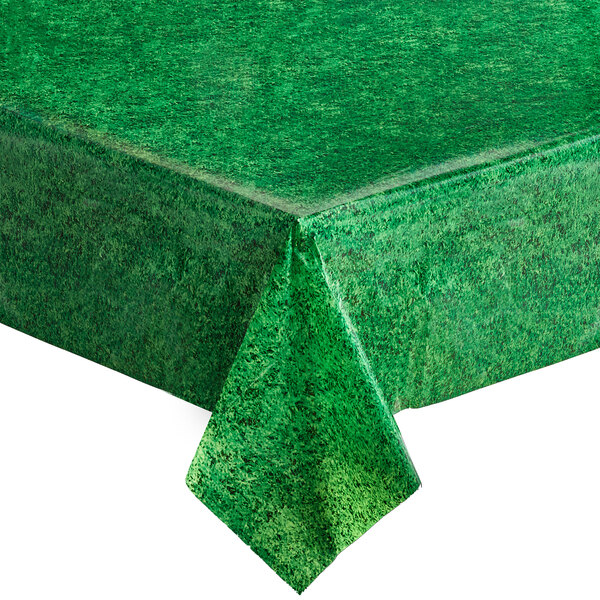 Amscan 54" x 102" Plastic Grass Print Table Cover 6/Pack