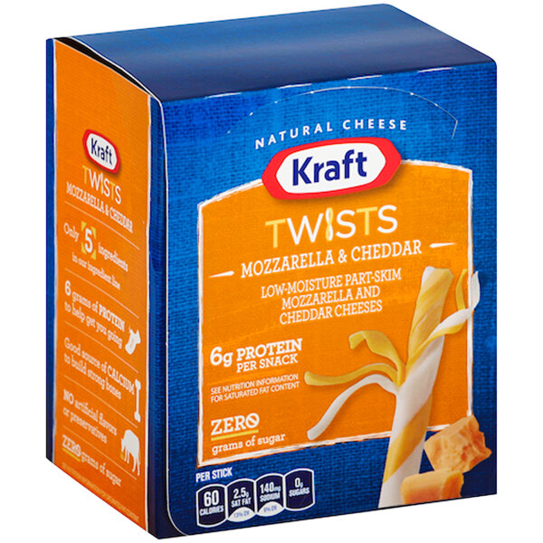 Kraft 0.75 oz. Mozzarella and Cheddar String Cheese Twists 48/Case