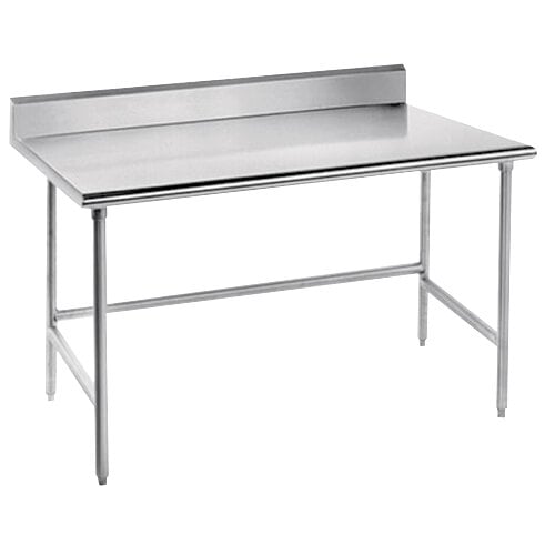 Advance Tabco TKSS-307 30" x 84" 14 Gauge Open Base Stainless Steel Commercial Work Table with 5" Backsplash