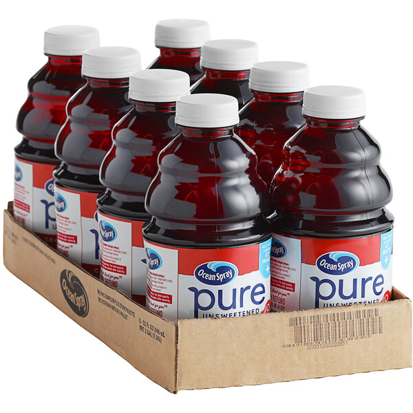 Ocean Spray Pure 100 Cranberry Juice 32 fl. oz. 8/Case