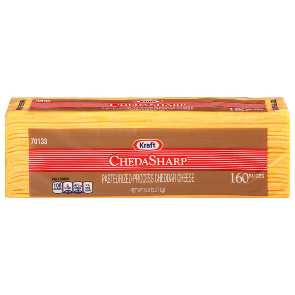 A package of Kraft Sharp Cheddar Cheese slices.