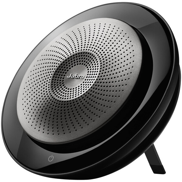 A black Jabra Speak 710 portable desktop speaker.