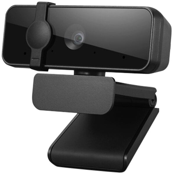 A black webcam with a clip on the bottom.