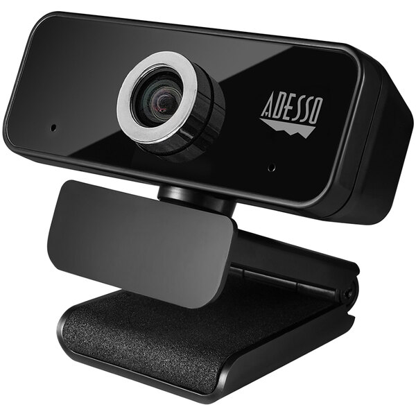 An Adesso CyberTrack 6S webcam with a black lens and stand.