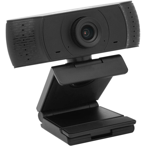 A black Tripp Lite HD 1080p USB webcam with a stand and camera lens.