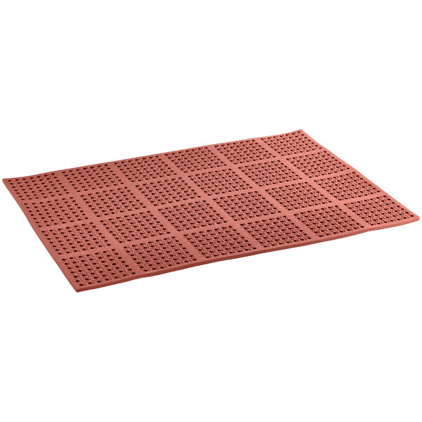 Choice 39" x 58 1/2" Red Rubber Straight Edge GreaseResistant AntiFatigue Floor Mat 7/8" Thick
