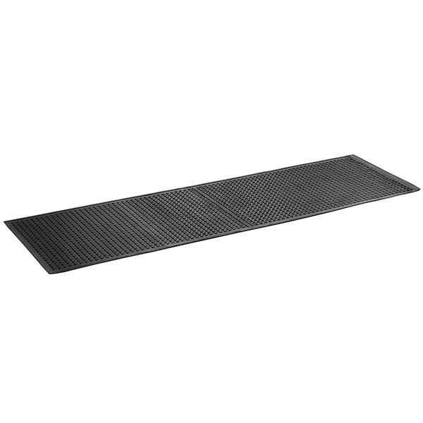Choice 3' x 10' Black Rubber AntiFatigue Floor Mat with Beveled Edge