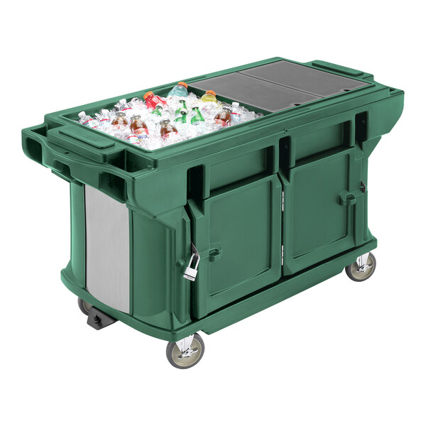 A green Cambro Versa Ultra work table with storage.