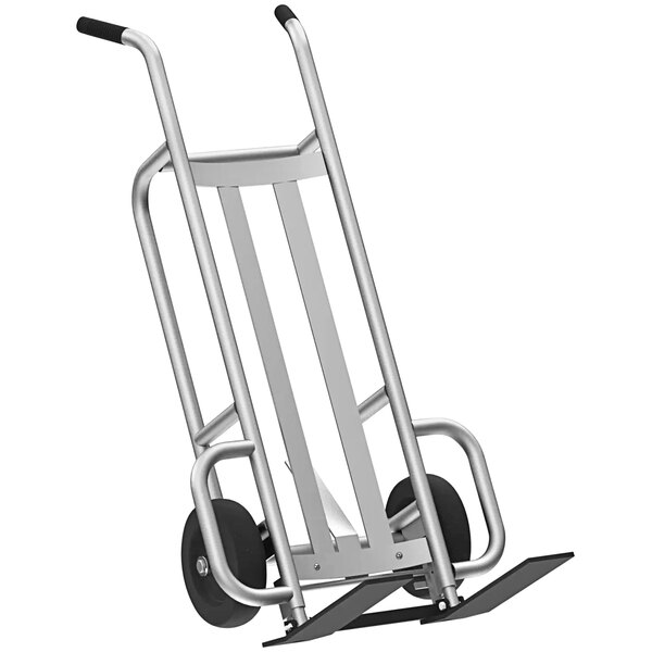 A silver Valley Craft mini pallet truck with black wheels.