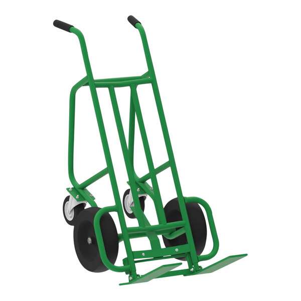 A green Valley Craft steel hand truck with black wheels.