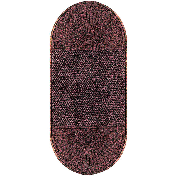 A maroon WaterHog mat with a diamond pattern.