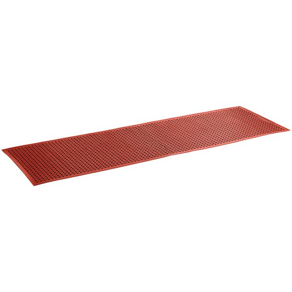 Choice 3' x 10' Red Rubber GreaseResistant AntiFatigue Floor Mat with Beveled Edge 1/2" Thick