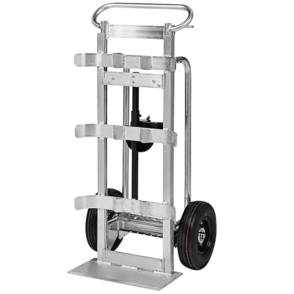 A silver Valley Craft double cylinder hand truck with black wheels.