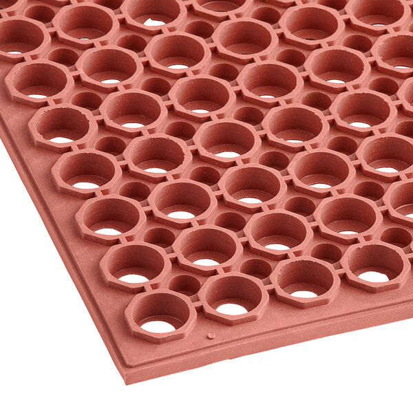 Choice 2' x 3' Red Rubber Straight Edge GreaseResistant AntiFatigue Floor Mat 3/4" Thick