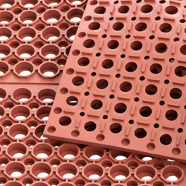 Choice 2' x 3' Red Rubber Straight Edge GreaseResistant AntiFatigue Floor Mat 3/4" Thick