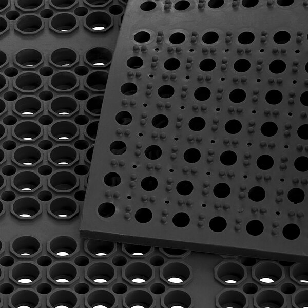 Choice 29" x 39" Black Rubber Straight Edge AntiFatigue Floor Mat 7/