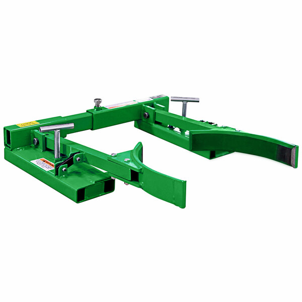 A green Valley Craft steel forklift attachment with metal grips.