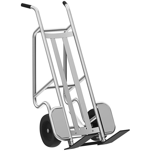 A silver and black Valley Craft hand truck with wheels.